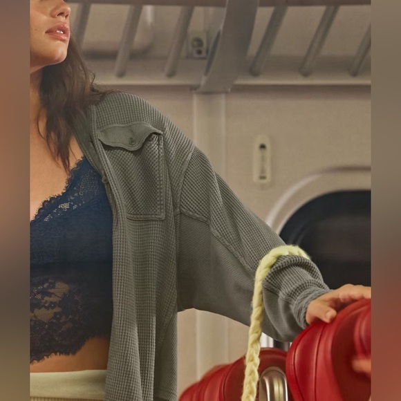 Aerie Lumberjane Waffle Shirt in Olive Fun - Picture 2 of 5